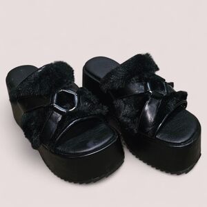 Current Mood Black Furry Platform Slides